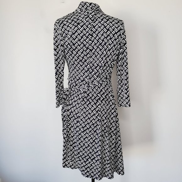 Laundry by Design Dress Wrap Geometric Retro Vintage Stretch Black White M - Picture 6 of 10